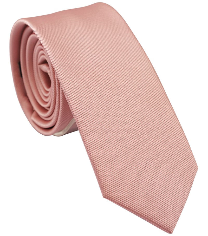 ZENXUS Solid Skinny Ties for Men, 2.5 inch Slim Rose Gold Necktie - Image 1